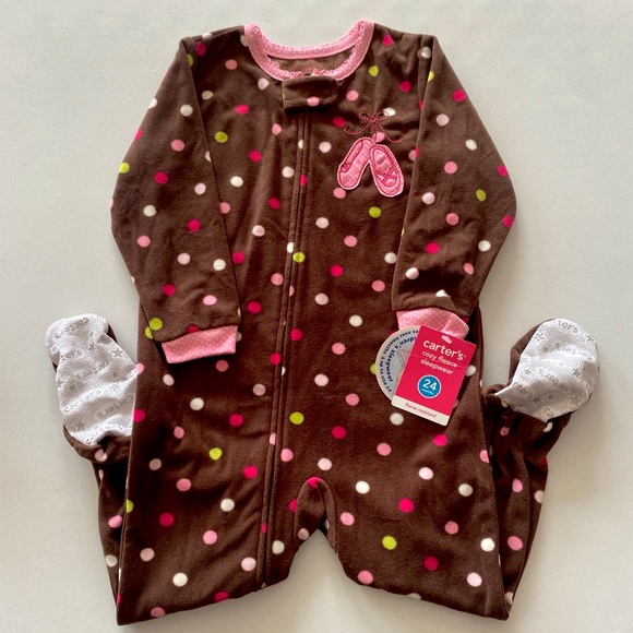 Carters Girls Polka Dot Sleep Onesie - Picture 1 of 9